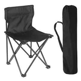 YSSOA Portable Folding Camping Chair with Carry Bag for Adults, Collapsible Anti-Slip Padded Oxford Cloth Stool for Beach, Hiking, Fishing, Gardening, Picnic Color: Black, Size: Small - option: Black + Metal-1