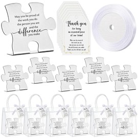 Yousoontic 8 Sets Employee Appreciation Gifts Bulk, Puzzle Piece Desk Sign with Thank You Cards Gift Bags Ribbon, Team Recognition Gifts for Coworkers Staff Volunteers Office (May You)