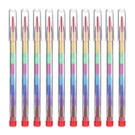 PATIKIL Stacking Crayons, 10 Pack 10 Colors Stackable Buildable Round Drawing Crayons for Home Office Party Art Craft Supplies Drawing Learning