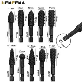 Rotary File Rotating File Hex Shaft Electric File for Woodworking Deburring Carbide Blade Drill Bit for Carving Grinding 0.25 inch (6.35 mm) Shaft Set of 10