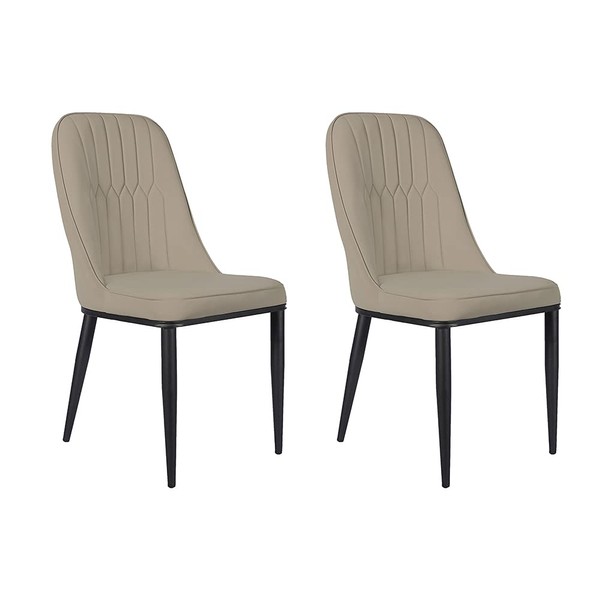 GIA Nifty Armless Upholstered Side Dining Chair with Vegan Leather, Set of 2, Light Gray,Qty of 2