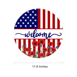 Memorial Day Door Sign Independence Day Wreath Patriotic Stars American 4th of July Decoration Welcome Front for Door Decor