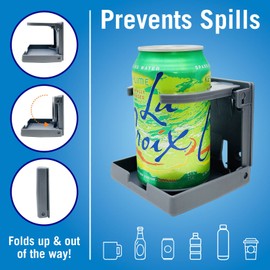 Boat Cup Holder, Set of 4 Folding Drink Holders, Wall Mountable for Boat, RV, and Motorhome, Marine Grade, Gray Color