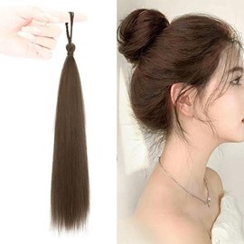 Straight long hair wig hairband ponytail hairpiece-WFIJ889 black / 생머리 긴 머리 부분 가발 머리끈 포니테일 헤어피스-WFIJ889 블랙