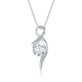 Loutade Women's 925 Silver Necklace with Pendant, 925 Sterling Silver Necklace with AAAAA Cubic Zirconia, 45 + 5 cm Silver Chain with Zirconia Pendant, Love Gifts for Her for Birthday, Christmas,