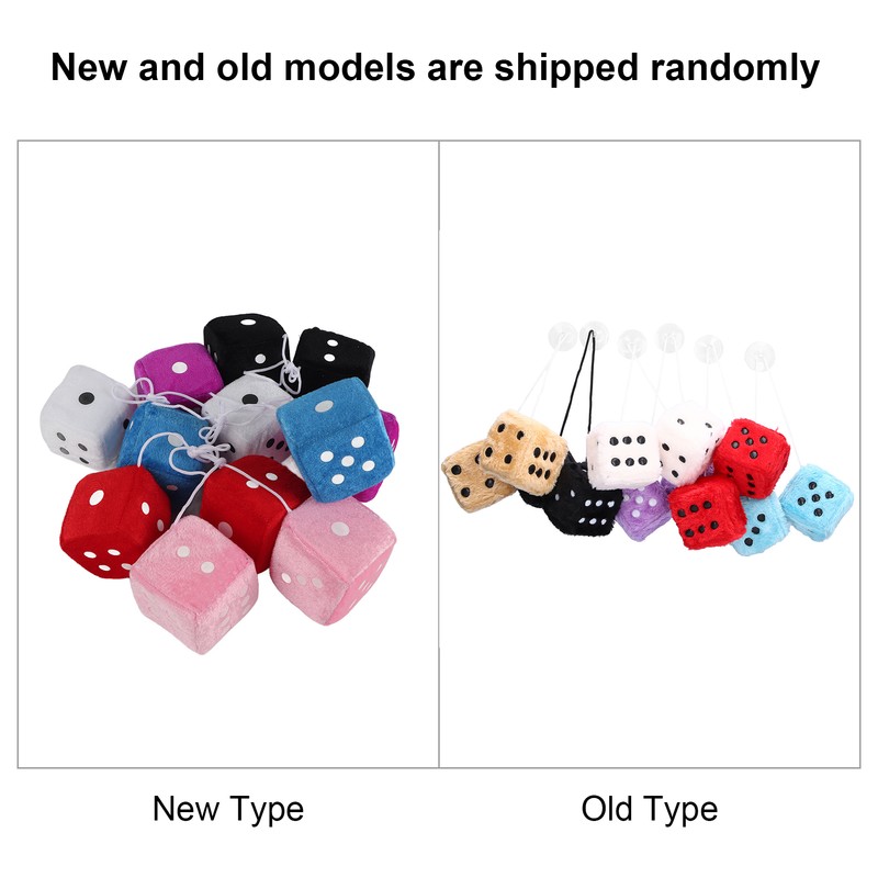 6 Pairs Car Rearview Mirror Hanging Plush Dice with Dots