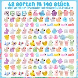 HAOWANWW 140 Pieces Luminous Mini Resin Animals Tiny Animals Mini Ducks Owls Tiny Frogs Dinosaur Puppy Elephants Small Rabbits Glow in the Dark Garden Miniatures Fairies Garden Accessories