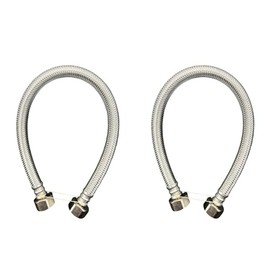 WINDON BAY 16-Inch Stainless Steel Faucet Connector 1/2in FIP X 1/2-inch FIP, Faucet Supply Line, 2-Pack