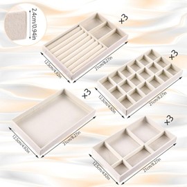 12Pcs Bandeja de Joyería de Terciopelo, Joyero Organizador Apilable, Organizador de Cajones de Joyería con Compartimentos, Joyero para Mujer Grande, para Collares, Anillos, Pulseras, Pendientes