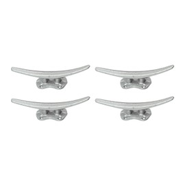 Zeckos Set of 4 Metallic Silver Finish Cast Iron Boat Cleat Wall Hooks/Drawer Pulls Cabinet Handles - Nautical or Coastal Décor - Easy Install - 5.75 Inches Long