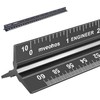 Engineer Scale Ruler, Imperial Measurements 12'', Laser-Etched Aluminum Architect Triangular