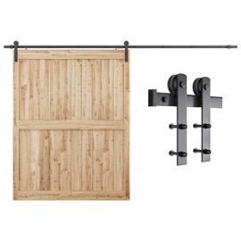 SMARTSTANDARD 11ft Barn Door Hardware Kit, Track, Sliding Hardware - Smoothly and Quietly - Heavy Duty Sturdy - Easy to Install, Fit 60"-66" Wide Panel (I Shape Hanger)