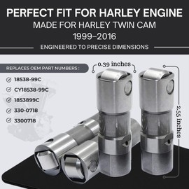 Street Sport Industries Lifters For TwinCam – 4pcs Harley Twin Cam Lifters Engines 1999–2015, OEM 18538-99C Harley Lifters, Hydraulic Lifters Fits Harley Twin Cam, Sportster, Dyna, Softail, Road Glide