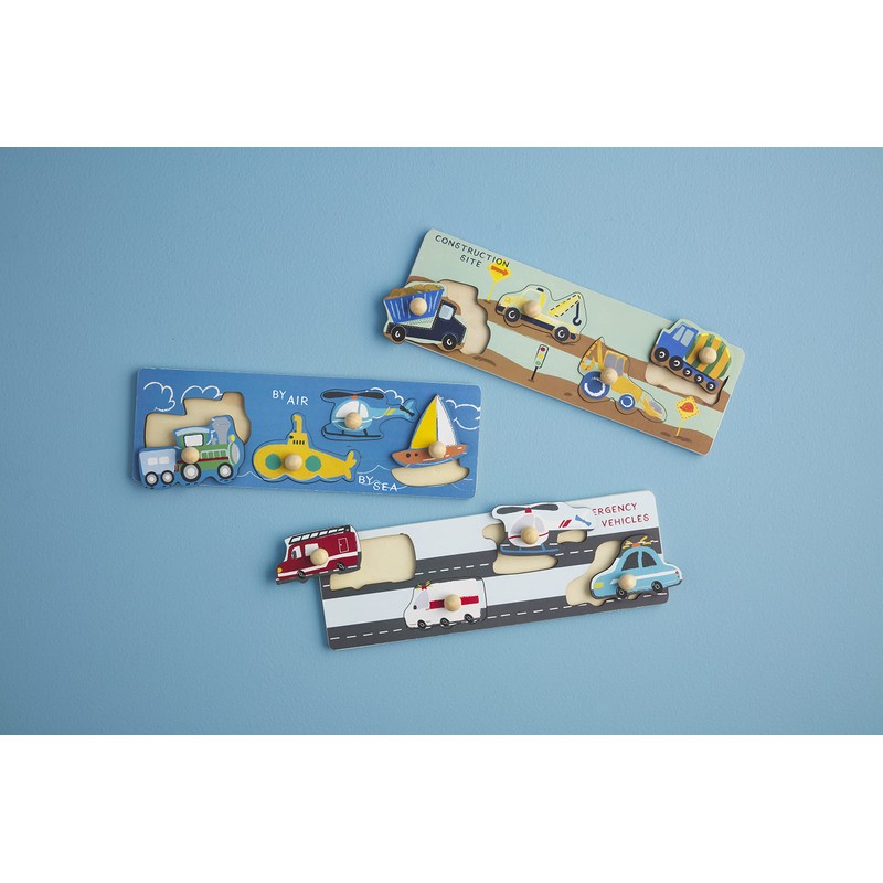Mud Pie Children's Transportation Knob Puzzle, Emergency Vehicles