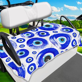 ENYORSE Golf Cart Seat Covers - Ethnic Style Golf Cart Towel Blanket for 2/4 Seater, Soft & Breathable Microfiber, Keeps Seats Cool & Comfortable, 51”x31”, Fits EZGO/Yamaha/Club Car, Blue Circle