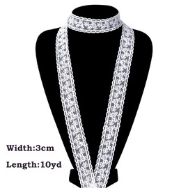 OIIKI White Lace Trim Ribbons 10 Yards, Delicate Embroidery Floral Pattern Ribbon, White Crochet Lace Trim for Sewing DIY Craft Home Valentine Bridal Wedding Decoration Gift Wrapping