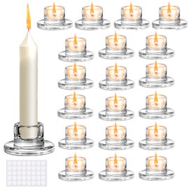 Glass Candlestick Holders: 20Pcs Small Taper Candle Holders Bulk Short Stick Holder Clear Modern Candle Holder for Home Decorations Table Centerpiece Wedding Christmas Dining Party Decor JZCHBL