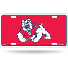 Rico Industries, Inc. Fresno State University Bulldogs Metal Auto Tag License Plate, Red Design,...