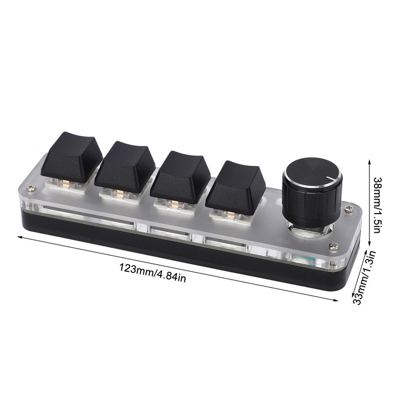 One Handed Mechanical Keyboard 4 Key with Adjustable RGB DIY