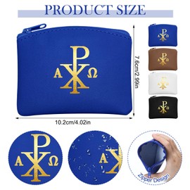 Dansydaisy 4 Pcs Rosary Pouch Catholic with Gold Cross PU Leather Rosary Case for Women and Men Coin Purses Holder Zipper Bag for Travel Christmas, 4 Colors(Vintage Colors,Chi Rho)