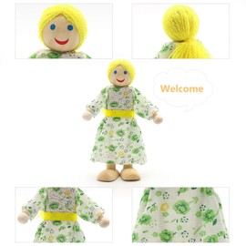 SumDirect Sets of 8 People Wooden Dolls House Family Dolls Toys, Lovely Happy Family Dolls Playset DollHouse Accessories for Doll House Kids Children Girls Toy