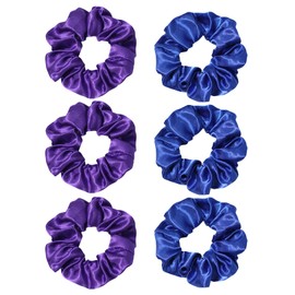 6 Pcs Scrunchies for Women, Velvet Scrunchie Soft Jersey Fabric Hair Scrunchie Bobble Elastic Hair Band Elastic Spring Ponytail Holder Hairs Bobbles Accessories,for Women Ladies Girls (Purple/Blue)
