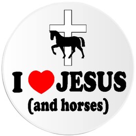 I Love Jesus and Horses - 10 Pack Circle Stickers 3 Inch - Horseback Equestrian