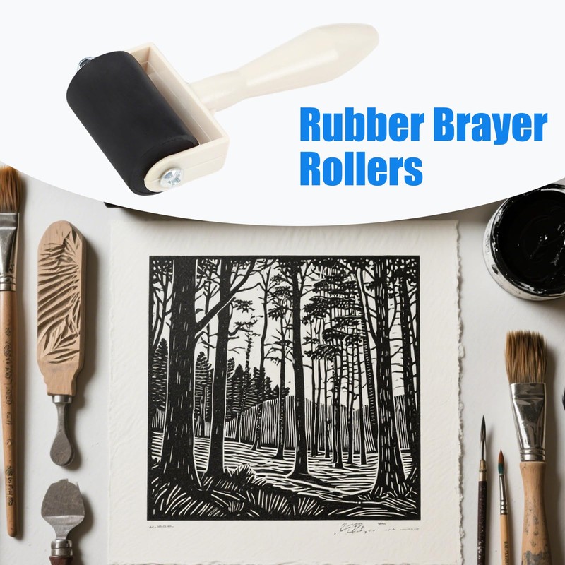 3 Pcs Rubber Brayer Rollers Ink Applicator Printmaking Art Craft