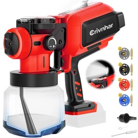 Cordless Paint Sprayer for Milwaukee 18V, HVLP Handheld Sprayers with 1200mL Capacity, 4 Copper Nozzles, Electric Spray Paint Gun for Cabinets, Furniture, Fence, Trim, House & More(Tool Only)