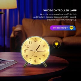 Alarm Clock for Bedroom,Loud Analog Clock with Silent Non-Ticking,Voice Controlled Light,Small Clock for Kids,Teens,Seniors,Decor,Bathroom,Living Room,Bedside,Desk,Shelf,Kitchen,Travel. (Green)