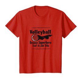 Volleyball Coach: Superhero Job Title Funny Gift T-Shirt, Youth, Red