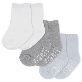 OrgaicBoom Certified Organic Cotton Baby Kid Ultra Soft Ribbed Socks Set 3Pack Made In Korea (Blue, Foot Size(14cm/5.5"/3-4Y))