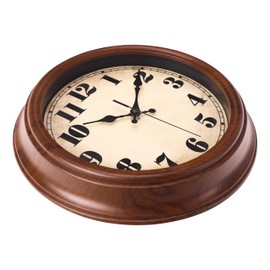 Alarllok Wall Clock Wood Grain Retro Design,12 Inch Wall Clocks Battery Operated Silent Non-Ticking for Kitchen Farmhouse Ofiice Decor,Brown