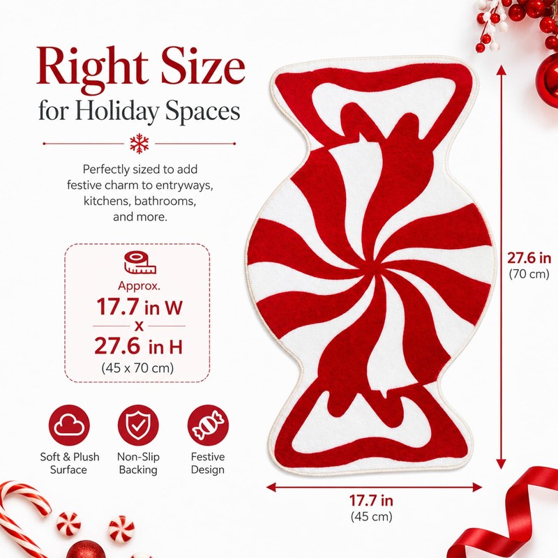 Christmas Bathroom Rug Peppermint Christmas Decor Candy Doormat Non Slip