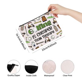 Golfing Themed Gift Golfing Is Cheaper Than Therapy Makeup Bag Golfer Memorial Gift (Golfing bag)
