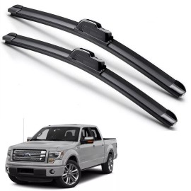EZ Motoring For 2009-2014 Ford F150 F-150 Windshield Wiper Blades J-HOOK Hybrid Silicone