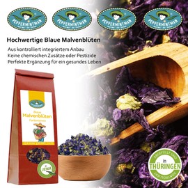 Blue Mauve Flowers for Herbal Tea - Tea Dyes Blue for 1-5 Minutes - PeppermintMan - Paper Bag (300g)