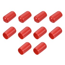 uxcell 10pcs Rubber End Caps 11mm(7/16") ID Vinyl Round End Cap Cover Screw Thread Protectors Red
