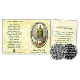 IRISH BLESSING SAINT PATRICK Pewter Pocket Token Medal and Prayer Verse Card Keepsake