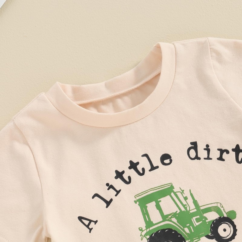 Loalirando Toddler Baby Boy Summer Western Outfit Letters Tractor Print