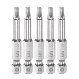 sourcing map 5pcs S3 Square Screwdriver Bit 1/4" Hex Shank 2" Length Magnetic Screw Driver Power Tool