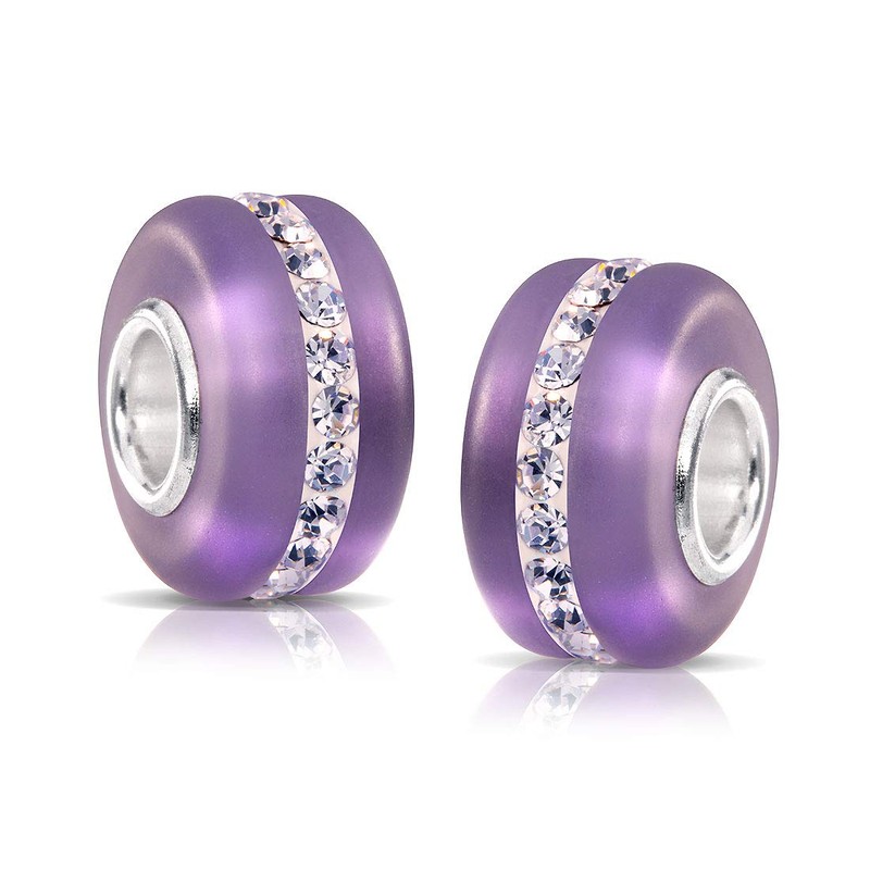 Materia Beads Perlen Glas lila - 925 Silber Glasperlen Großlochperle