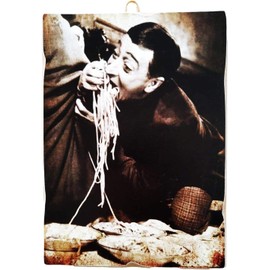 KUSTOM ART Set of 5 Vintage Style Famous Actors on Table (Toto, Fernandel, Deaf, etc.) Wooden Print 18 x 25 cm