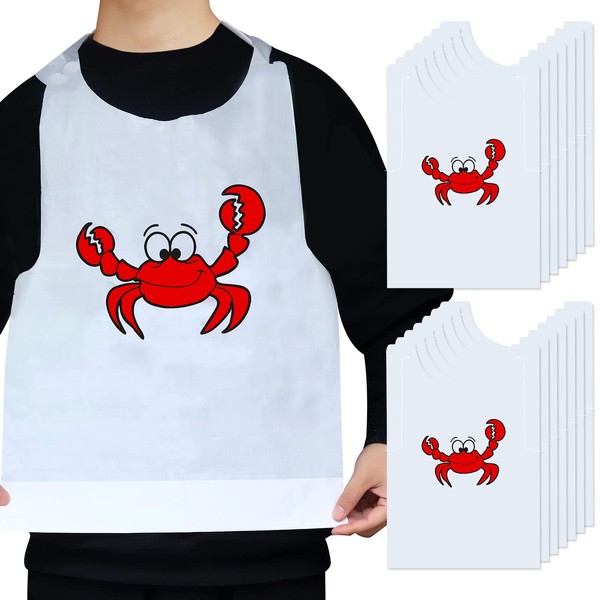 POPMISOLER 50 PCS Crab Bibs Disposable Adult Bibs 23 Inch Lobster Seafood Bibs, Crab Plastic Bibs Keep Clothing Clean for Lobster Seafood Boil, Seafood Restaurants, Home Party Supplies