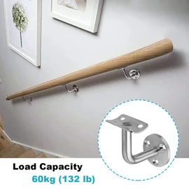 8 Pack Staircase Handrail Brackets for Round Wood / Metal Railing, Wall Mount, 304 Stainless Steel