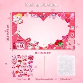 Valentine's Day Photo Booth Props Decor - 1 Pcs Large Size Valentines Photo Prop Frame and 23 Pcs Pink Heart, Love, Cupid's Arrow, Sweet Valentine Selfie for Happy Valentines Day Party Decorations