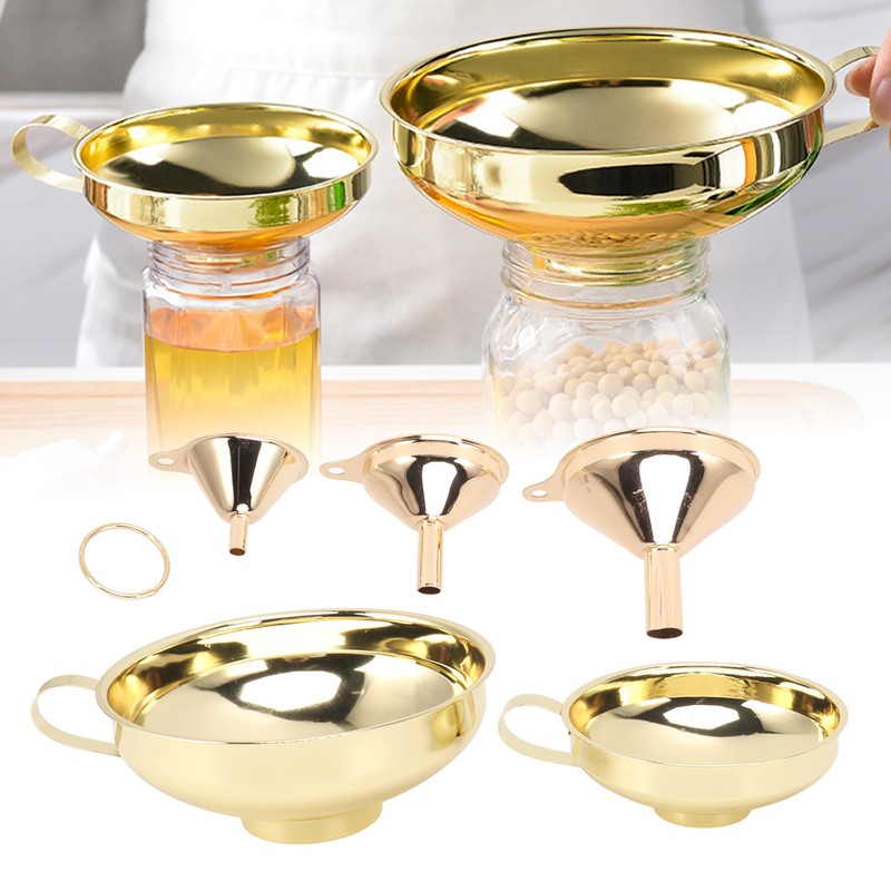 5 Pcs Funnel Set Stainless Steel Gold Plating Wide Mouth
