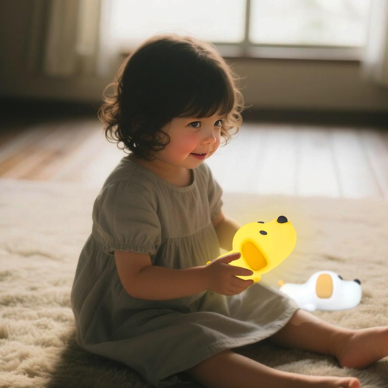 COBIKU Cute Dog Night Light, Dimmable with Soft Silicon Dog