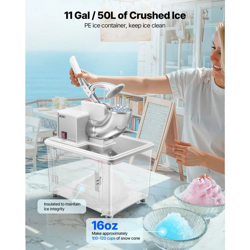 Commercial Electric Shaved Ice Maker 661Lbs H Manual Operation For
