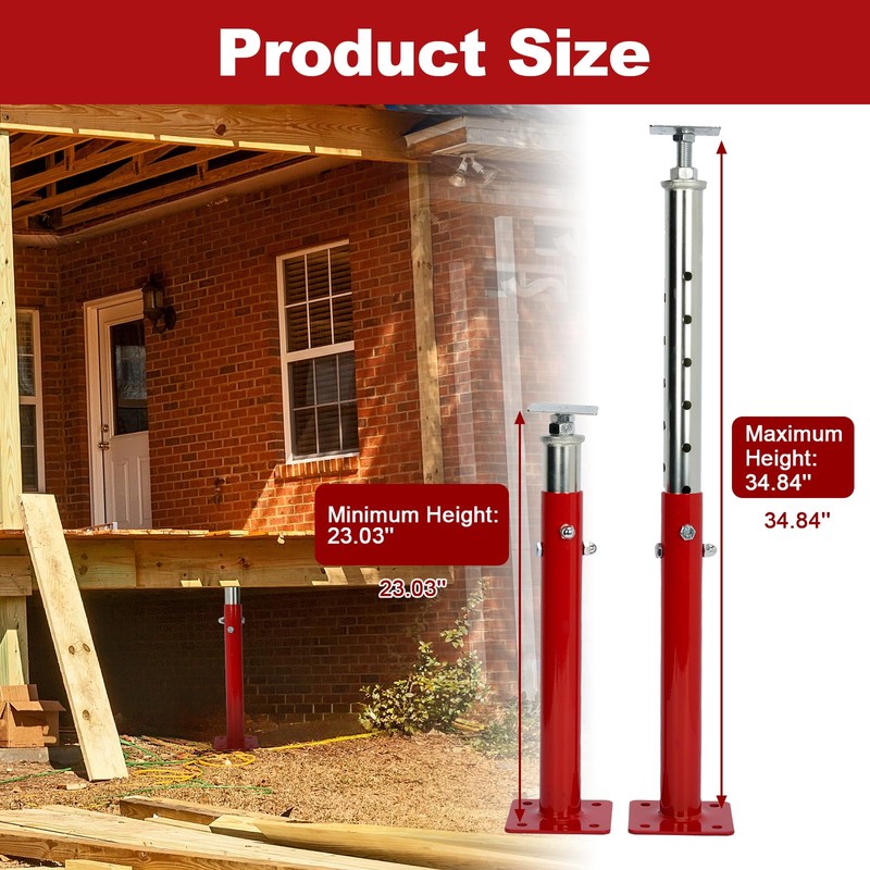 2 PCS Adjustable House Jacks Post for Leveling, 19"- 36"(1'7"-3')